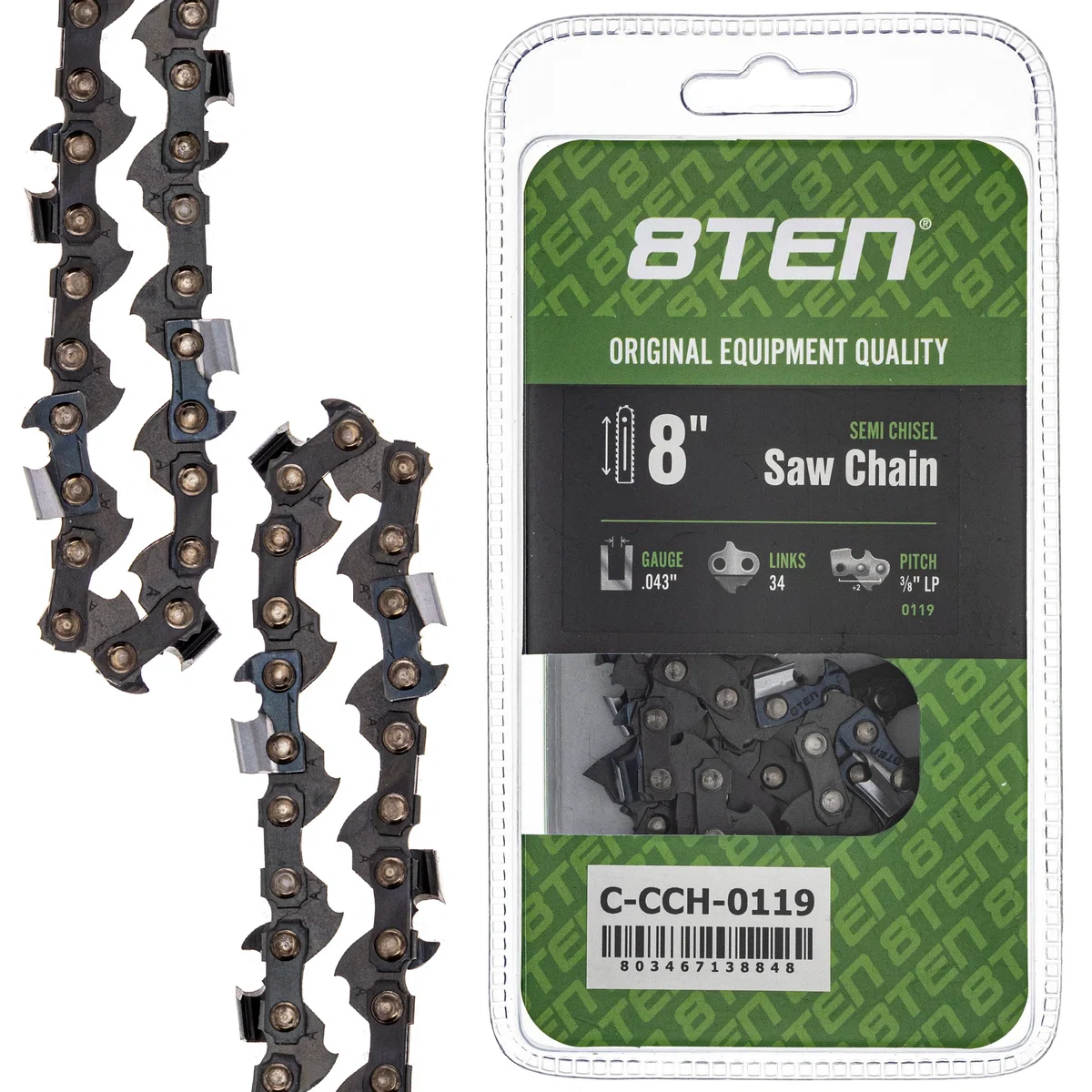 Chainsaw Chain 8 Inch .043 3/8 LP 34DL For Black and Decker Worx Kobalt 90PX034G 61PMM334E H3834