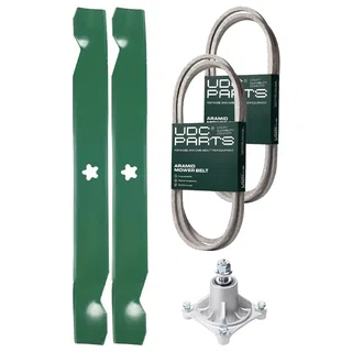 UDC Parts Mower Kit / Belt 174368 + Belt 180808 + Spindle 532174356 + 2 Pack Blades 138971 / Fits Jonsered LT2122A2