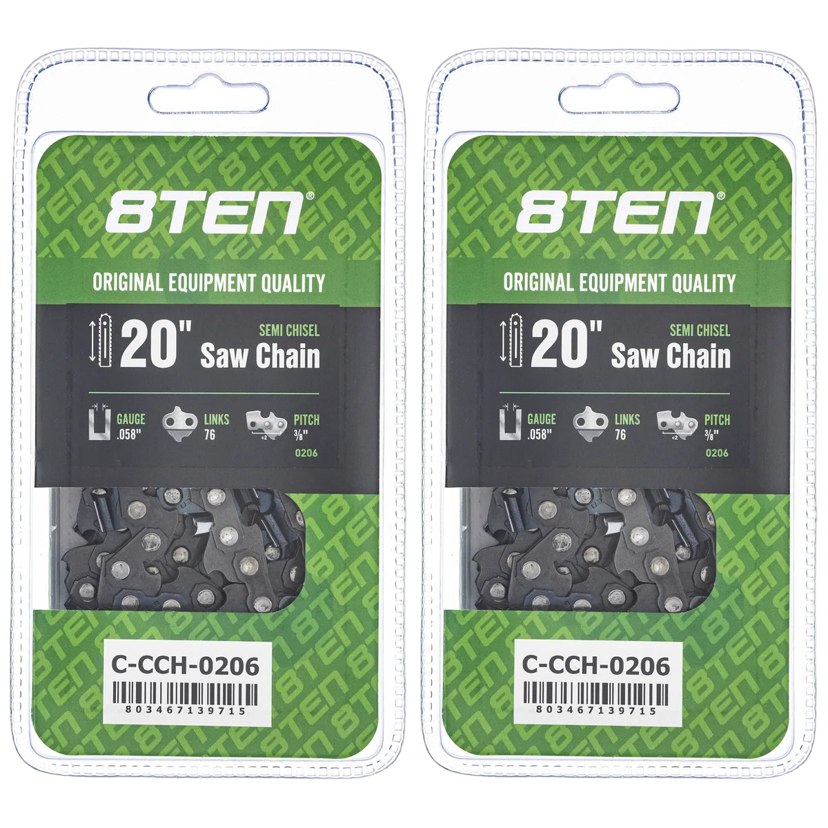 Chainsaw Chain 20 Inch .058 3/8 76DL For Blue Max Baumr-AG 21LPX076G | 2-PACK