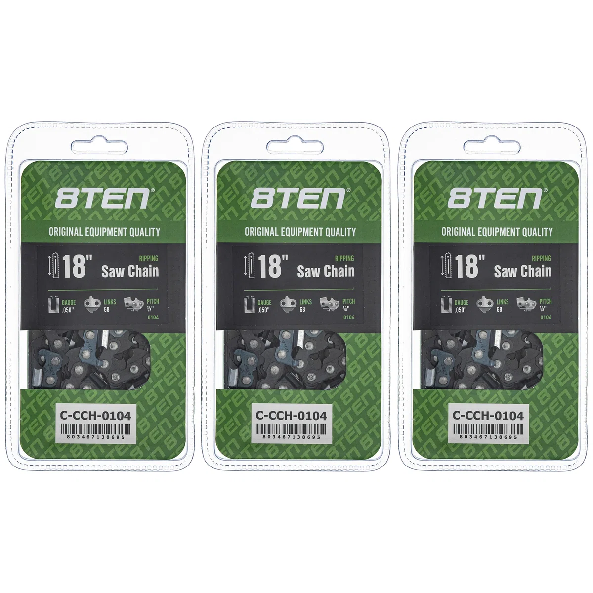 Chainsaw Chain 18 Inch .050 3/8 68DL For Solo Makita Husqvarna 501842568 501842668 72LPX068G | 3-PACK