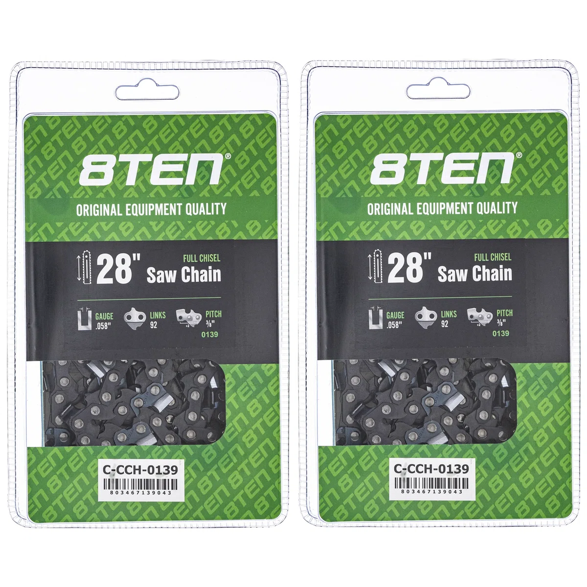 Full Chisel Chainsaw Chain 28 Inch .058 3/8 92DL for McCulloch ProMac 800 2 Pack