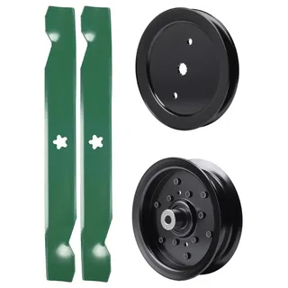 UDC Parts Mower Kit / Pulley 195945 + Pulley 532196106 + 2 Pack Blades 138497 / Fits Jonsered LT2216 LT2216A2 LT2217A