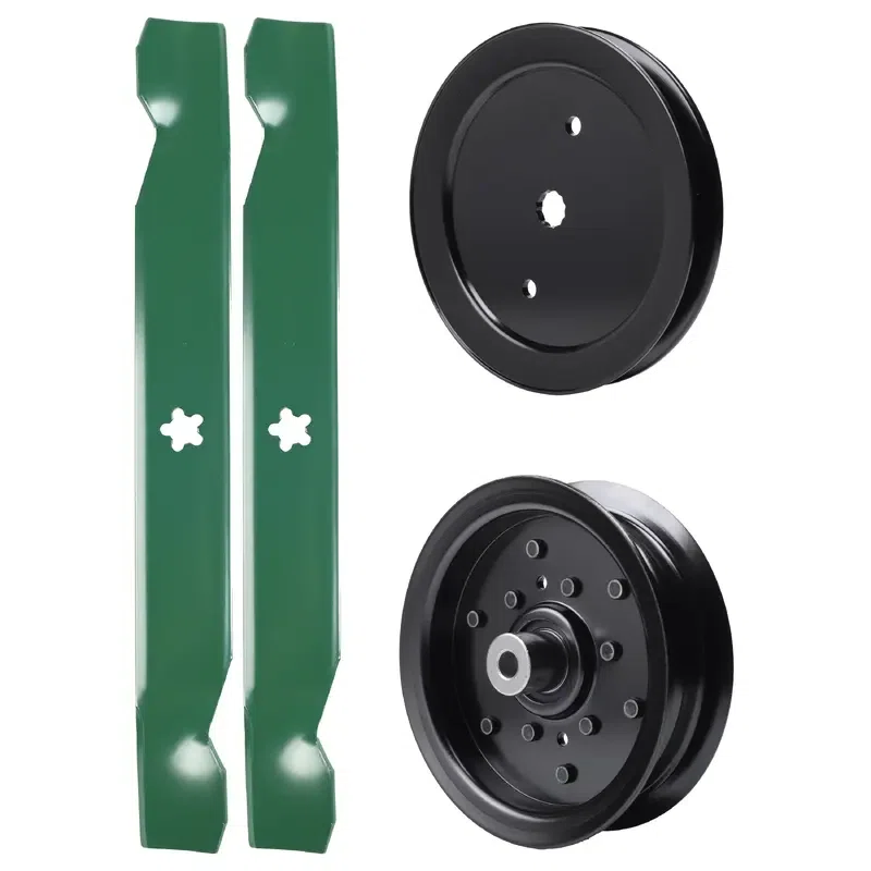 UDC Parts Mower Kit / Pulley 195945 + Pulley 532196106 + 2 Pack Blades 138497 / Fits Jonsered LT2216 LT2216A2 LT2217A