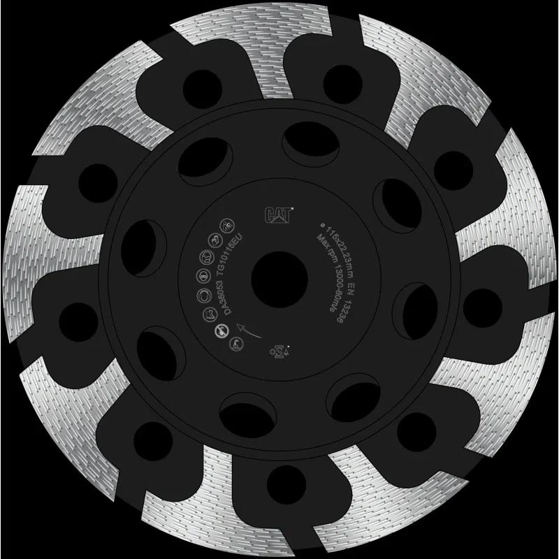Cat 800 Expert T Shape Segmented Brazed 80 / 100 Mesh Grit Diamond 5/8" 11 Thread Grinder 4 1/2" - 115mm