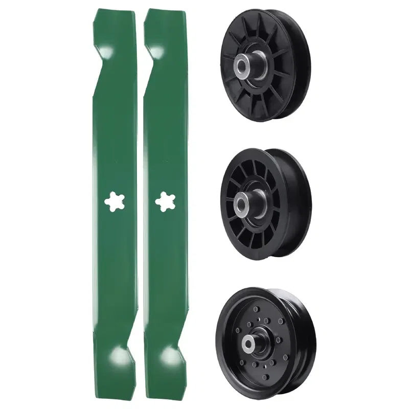 UDC Parts Mower Kit / Pulley 532194326 + Pulley 532196106 + Pulley 532194327 + 2 Pack Blades 138497 / Fits Jonsered LT2216 LT2216A2 LT2217A