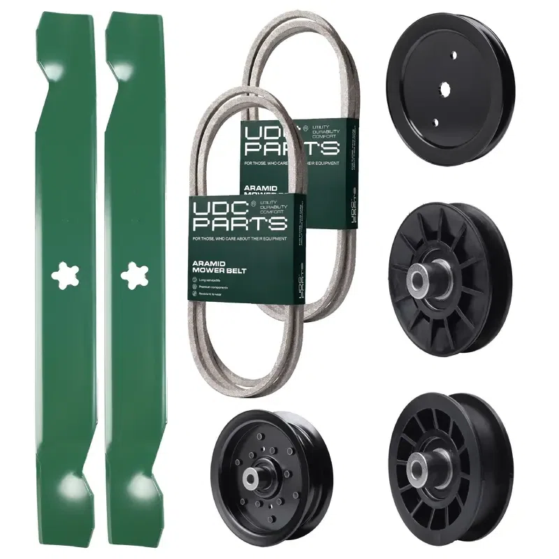 UDC Parts Mower Kit / Belt 130969 + Belt 138255 + Pulley 195945 + Pulley 532194326 + Pulley 532196106 + Pulley 532194327 + 2 Pack Blades 138497 / Fits Jonsered LT2217A