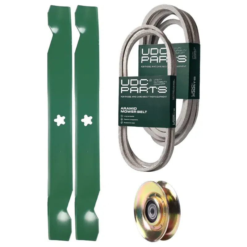 UDC Parts Mower Kit / Belt 144959 + Belt 539109243 + Pulley 127783 + 2 Pack Blades 138971 / Fits Husqvarna LTH1542