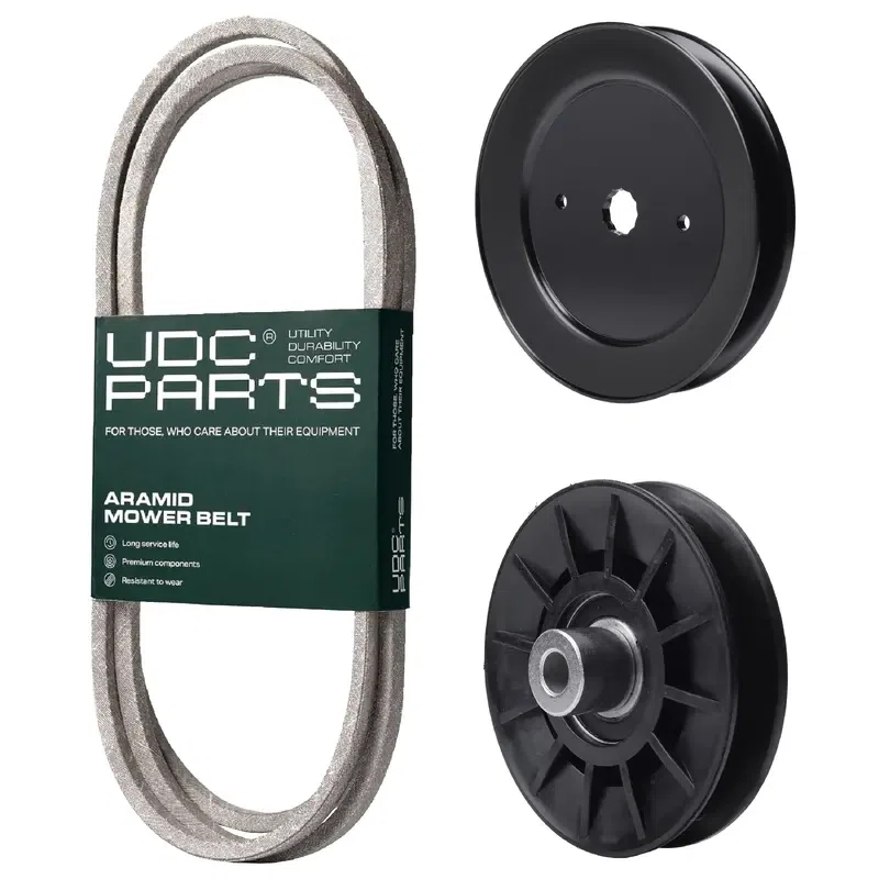 UDC Parts Mower Kit / Belt 140218 + Pulley 129861 + Pulley 532194326 / Fits Husqvarna GTH2654T GTH26K54T LGT2554 LOYTH20F42T YTH2042 XP YTH20F42T YTH2242T YTH2454T YTH2754 XP
