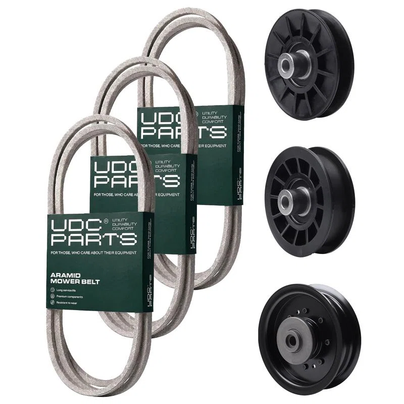 UDC Parts Mower Kit / Belt 130969 + Belt 140218 + Belt 405143 + Pulley 532194326 + Pulley 532196104 + Pulley 532194327 / Fits Husqvarna YTH220 Twin