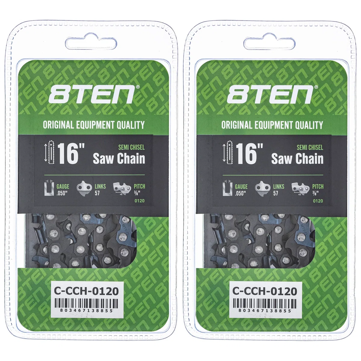 Chainsaw Chain 16 Inch .050 3/8 57DL For Echo Skil Yardworks 91PX57CQ 91PXL057G 91PXL57CQ H3757 | 2-PACK