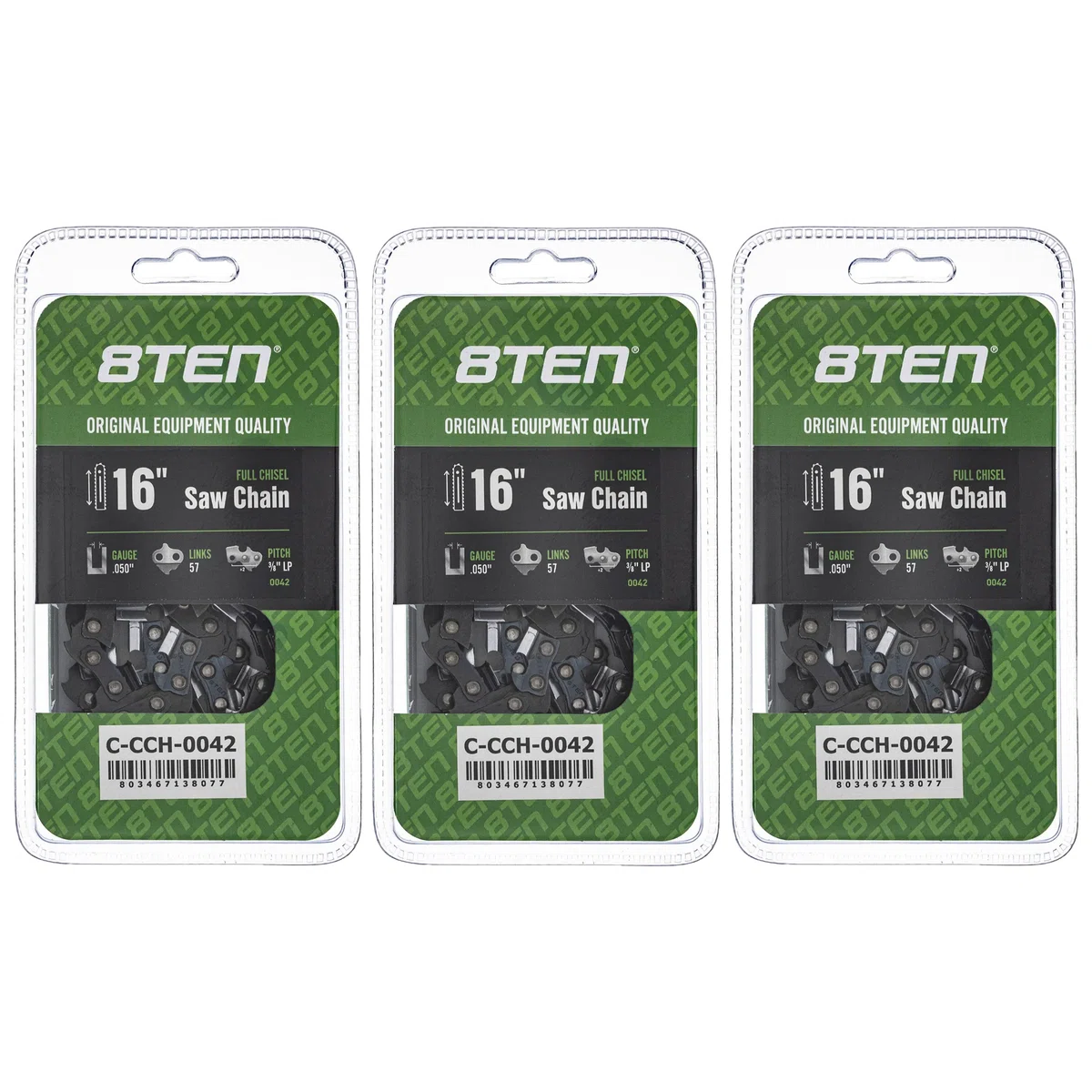 Chainsaw Chain 16 Inch .050 3/8 LP 57DL For Tanaka Echo Skil 91PX57CQ 91VXL057G 91PX057G 91PXL057G | 3-PACK