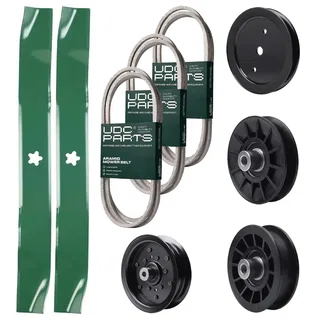 UDC Parts Mower Kit / Belt 130969 + Belt 138255 + Belt 140218 + Pulley 195945 + Pulley 532194326 + Pulley 532196106 + Pulley 532194327 + 2 Pack Blades 134149 / Fits Jonsered LT2217A