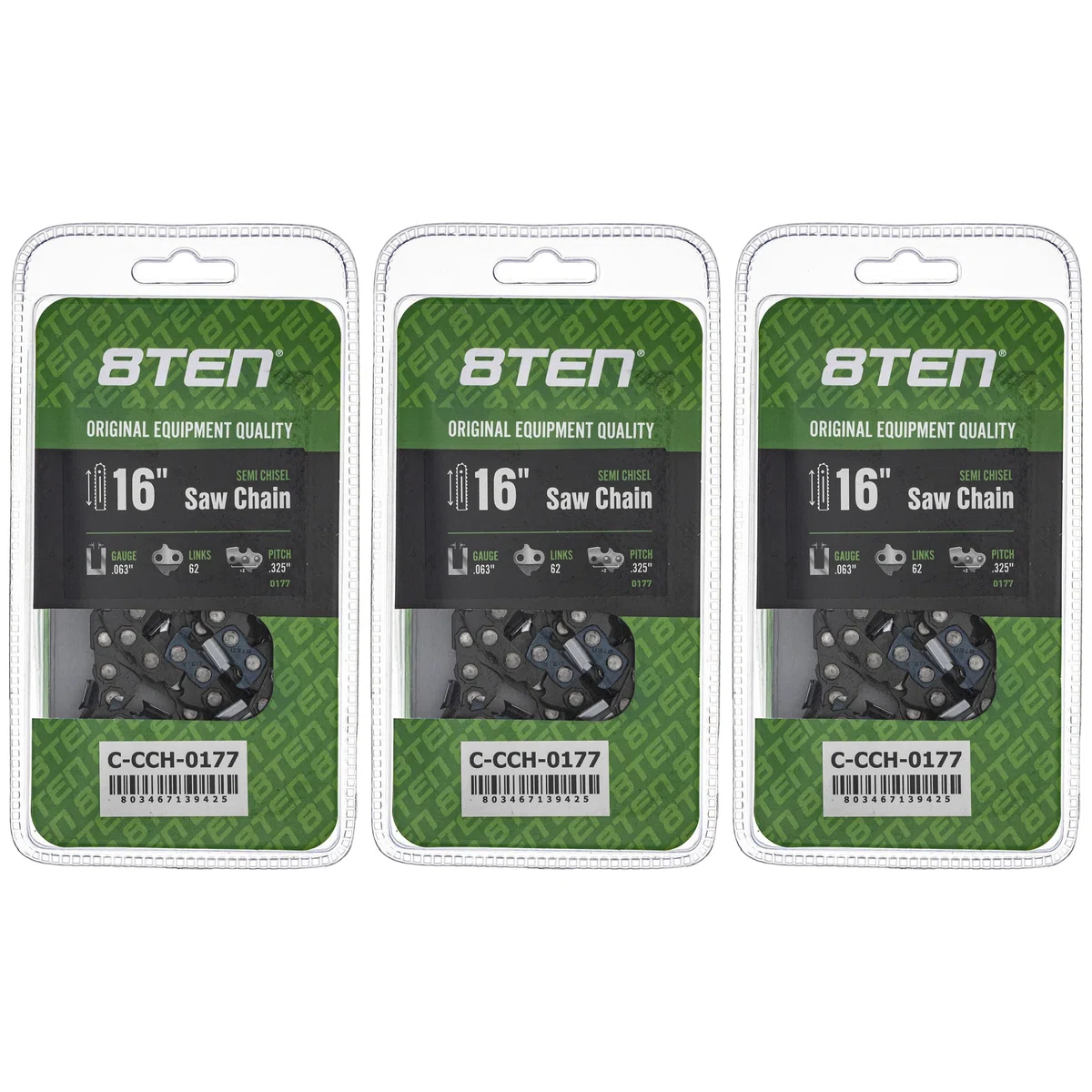 Chainsaw Chain 16 Inch .063 .325 62DL For Stihl Homelite 26RM362 22LPX062G 22LGX062G 591104262 | 3-PACK