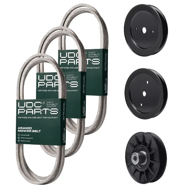 UDC Parts Mower Kit / Belt 130969 + Belt 140218 + Belt 144959 + Pulley 129861 + Pulley 195945 + Pulley 532194326 / Fits Jonsered LT2218A