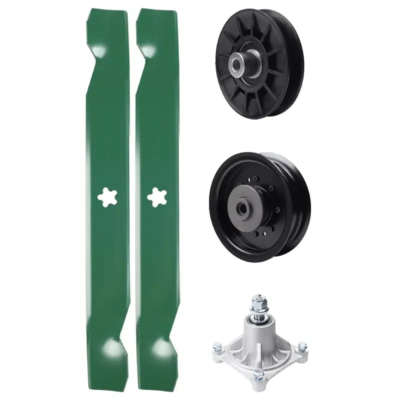 UDC Parts Mower Kit / Pulley 532194326 + Pulley 532196104 + Spindle 532174356 + 2 Pack Blades 138497 / Fits Husqvarna LT1597