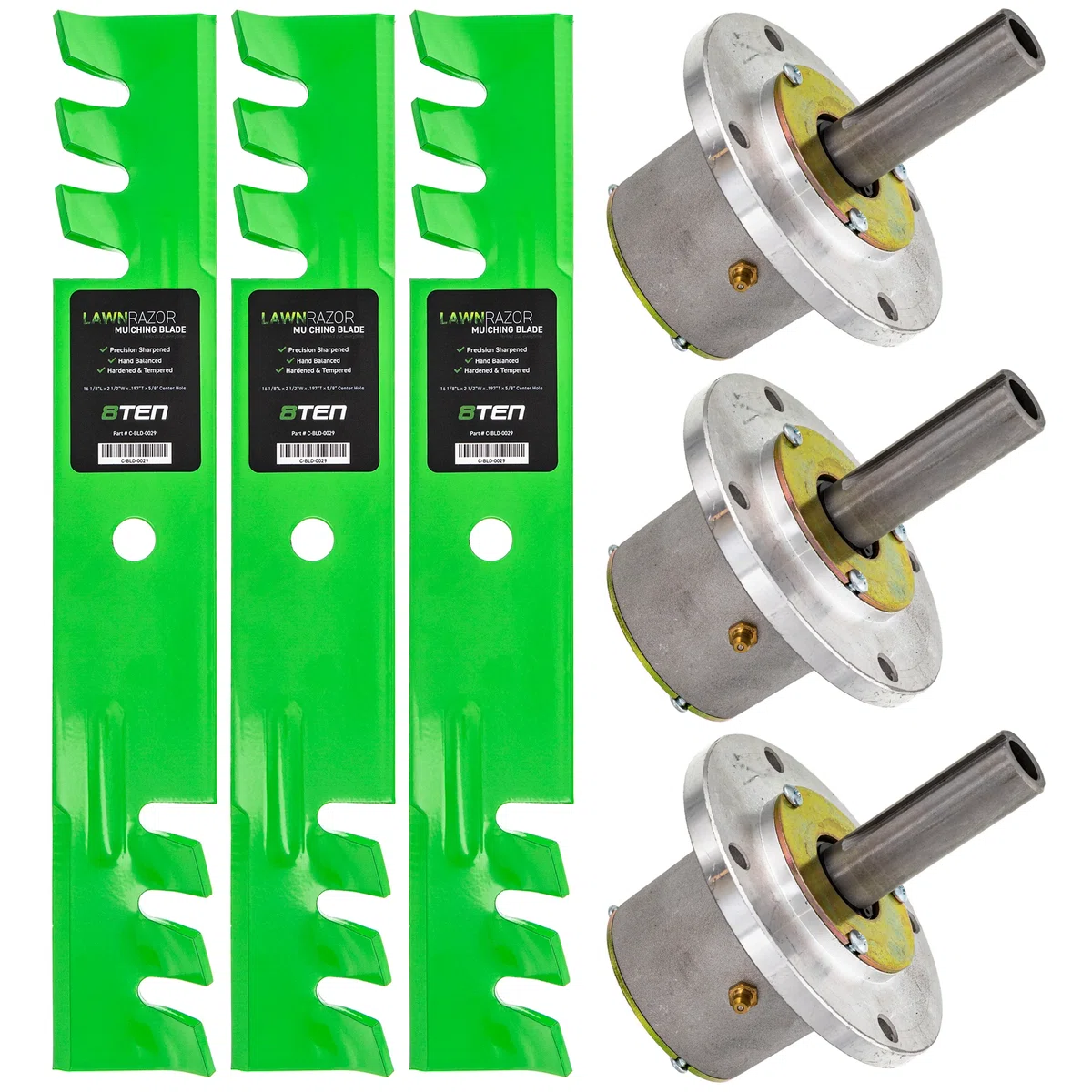 Deck Spindles & Mulching Blades Kit For John Deere MK1014625