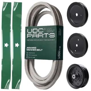 UDC Parts Mower Kit / Belt 539117245 + Pulley 129861 + Pulley 195945 + Pulley 532196106 + 2 Pack Blades 134149 / Fits Husqvarna RZ4219