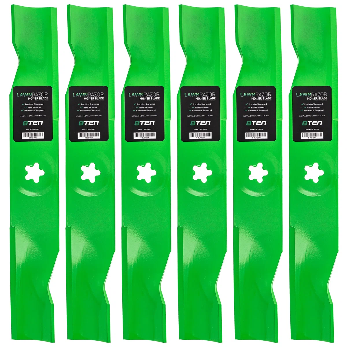 LawnRAZOR Notched High Lift Blade For Husqvarna Poulan Pro Briggs & Stratton 180054 532173920 | 6-PACK