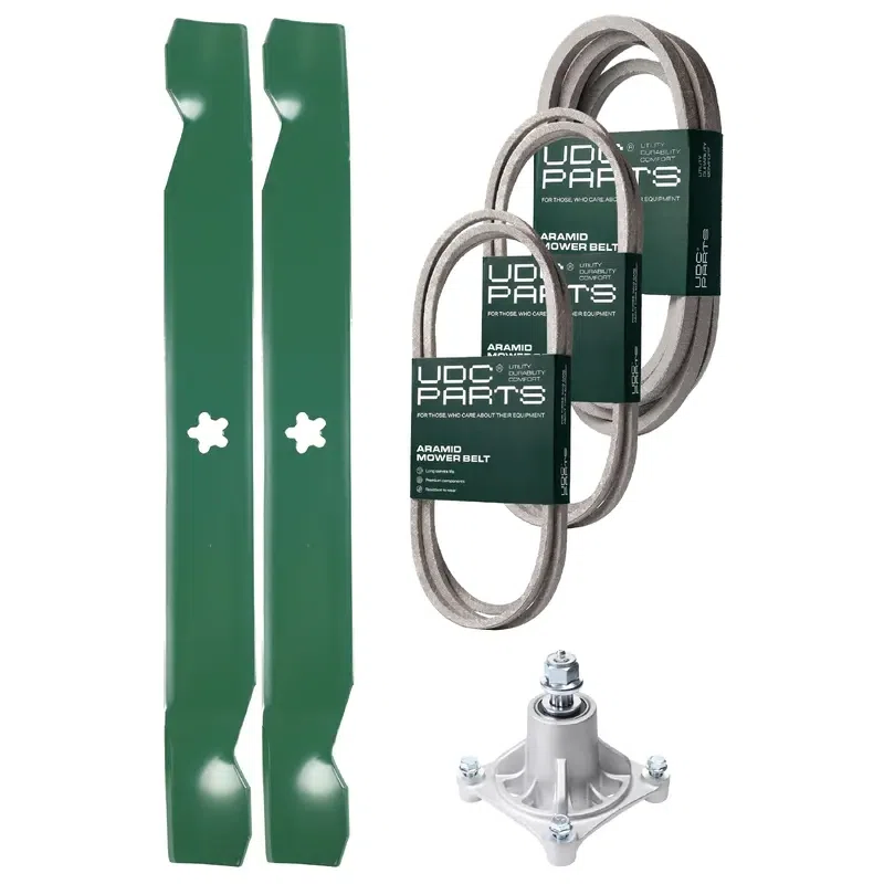 UDC Parts Mower Kit / Belt 130969 + Belt 197242 + Belt 197253 + Pulley 532194326 + 2 Pack Blades 138971 / Fits Jonsered LT2223A2