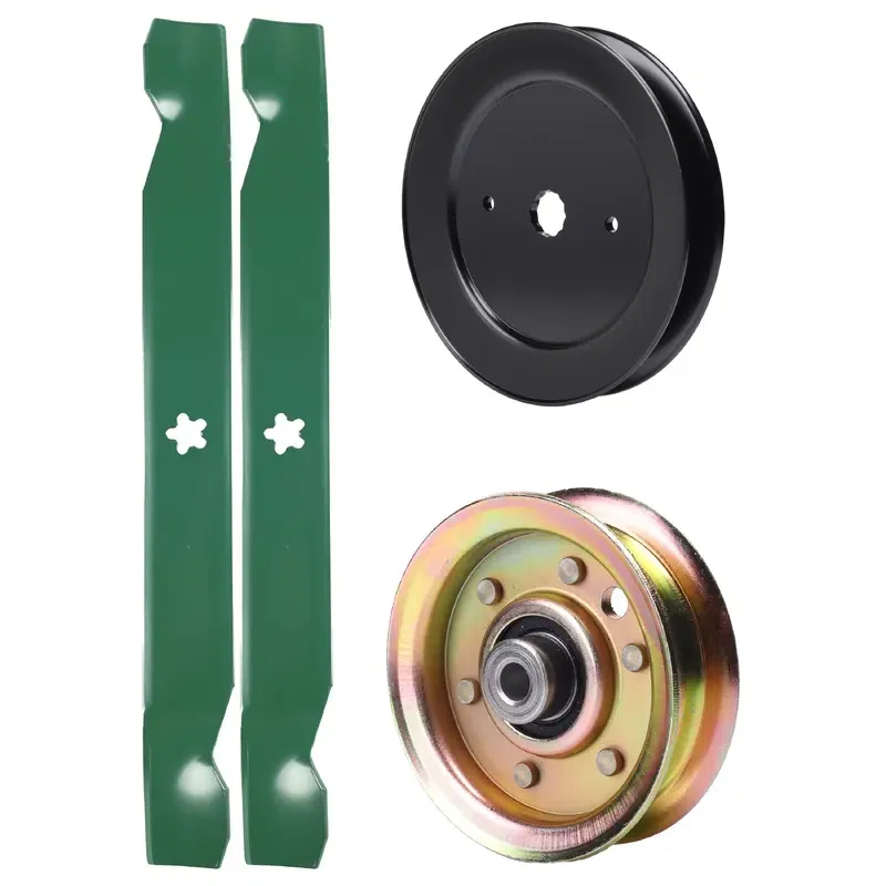 UDC Parts Mower Kit / Pulley 129861 + Pulley 173437 + 2 Pack Blades 138971 / Fits Poulan Pro BB18542LT BB185H42LT BB185H42YT BB24H42YT CN1842STA CO1842STA CO18542STA CO18542STB CO18542STC CO185H42STA