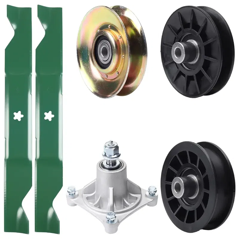 UDC Parts Mower Kit / Pulley 127783 + Pulley 532194326 + Pulley 532194327 + Spindle 532174356 + 2 Pack Blades 405380 / Fits Husqvarna LT1597