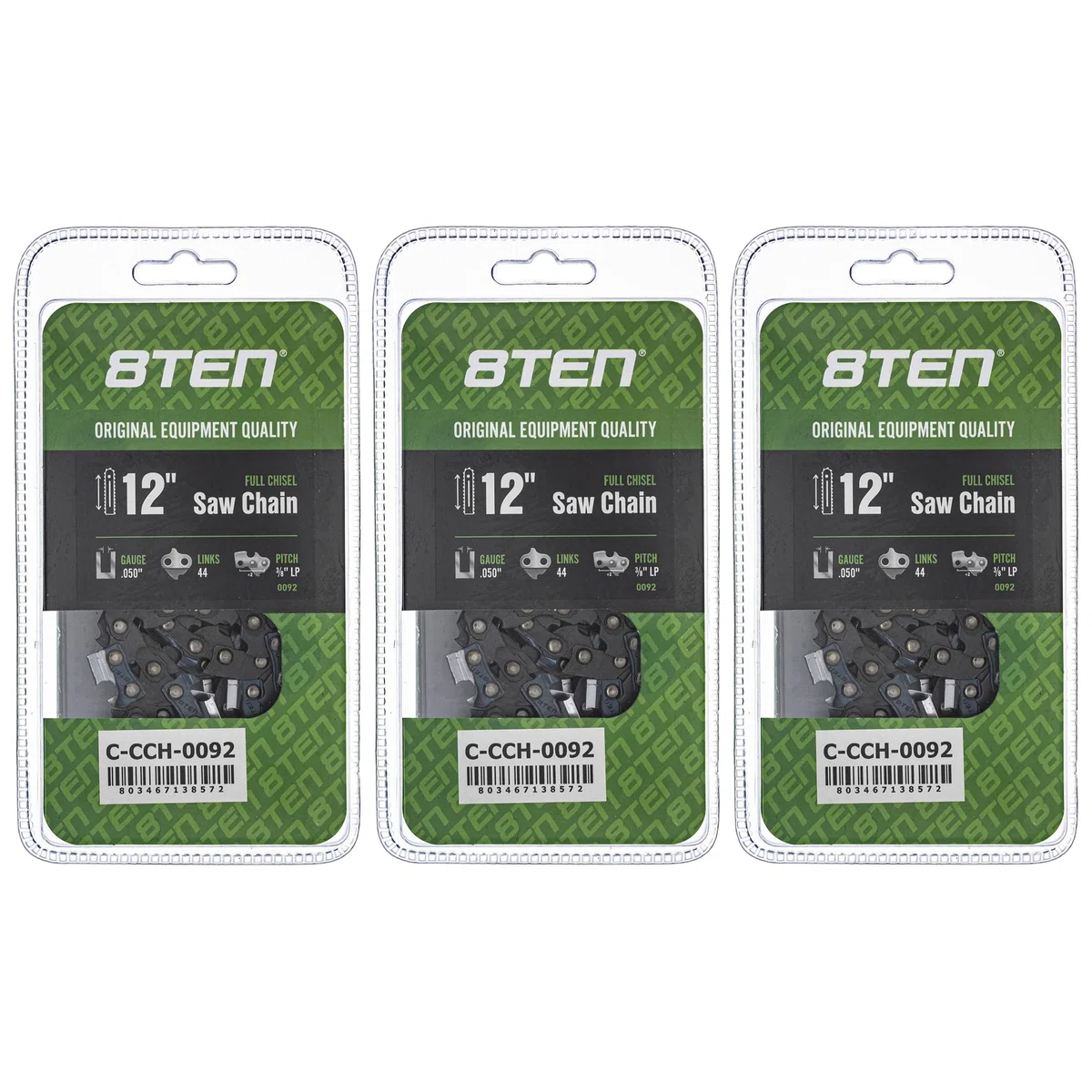 Chainsaw Chain 12 Inch .050 3/8 LP 44DL For Stihl Homelite Echo 91VXL44CQ 91VXL044G 501847044 | 3-PACK