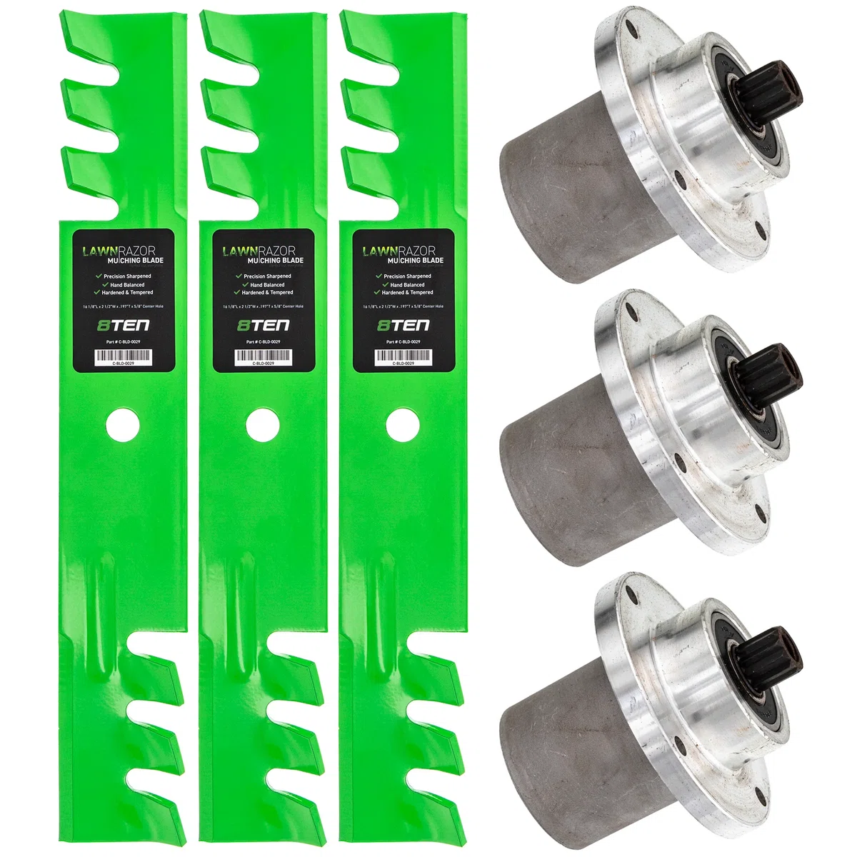 Deck Spindles & Mulching Blades Kit For Gravely Toro Great Dane MK1014623