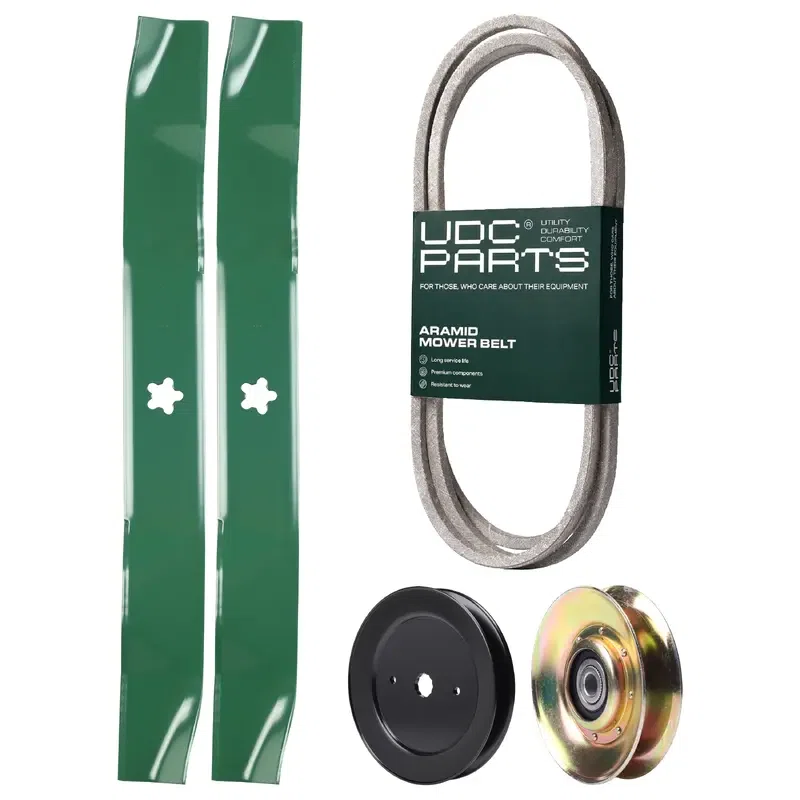 UDC Parts Mower Kit / Belt 140294 + Pulley 127783 + Pulley 129861 + 2 Pack Blades 134149 / Fits Agway AG185H42STA AG22H42STA