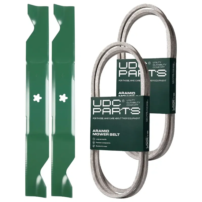 UDC Parts Mower Kit / Belt 130969 + Belt 140218 + 2 Pack Blades 405380 / Fits Husqvarna YTH220 Twin