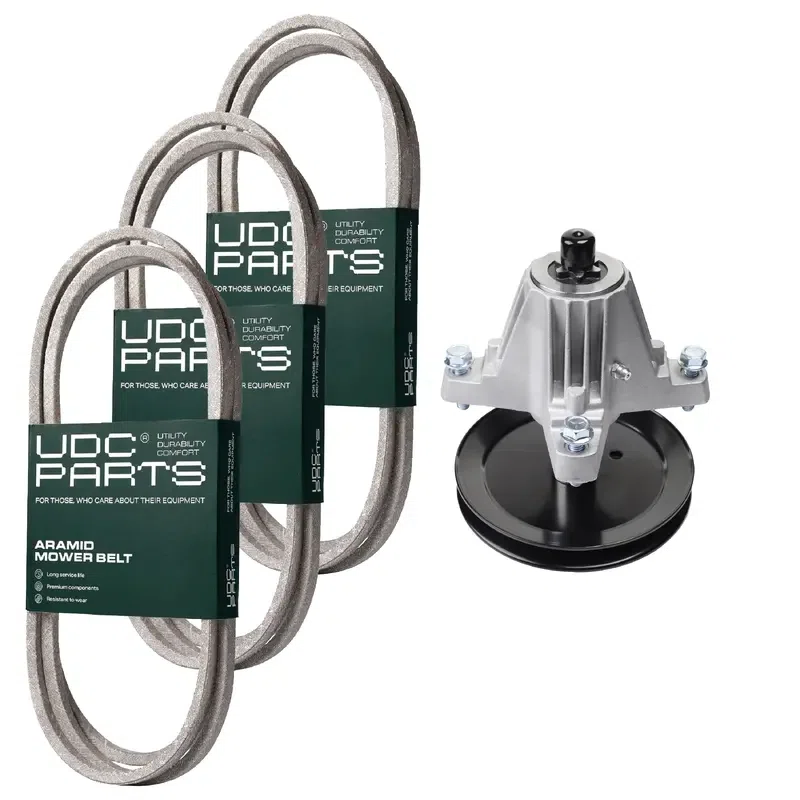 UDC Parts Mower Kit / Belt 754-04060 + Belt 754-0467 + Belt 754-05027A + Spindle 918-06991 / Fits Troy-Bilt TB42