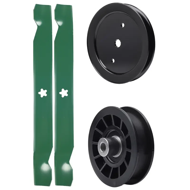 UDC Parts Mower Kit / Pulley 195945 + Pulley 532194327 + 2 Pack Blades 138971 / Fits Poulan C20H42YT PO175A42LT XT195H42LT