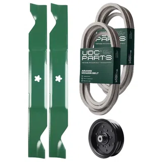 UDC Parts Mower Kit / Belt 539114557 + Belt 539117245 + Pulley 532196106 + 2 Pack Blades 405380 / Fits Husqvarna LSZ4622 LSZ5422 LSZ5424 RZ4219