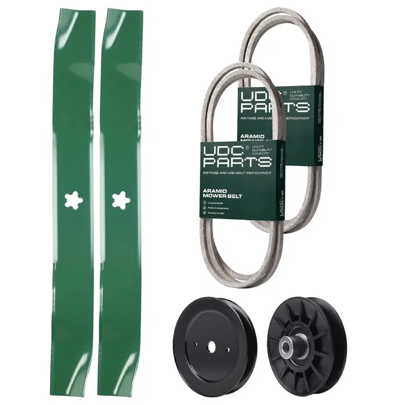 UDC Parts Mower Kit / Belt 532194346 + Belt 138255 + Pulley 129861 + Pulley 532194326 + 2 Pack Blades 134149 / Fits Husqvarna LT152