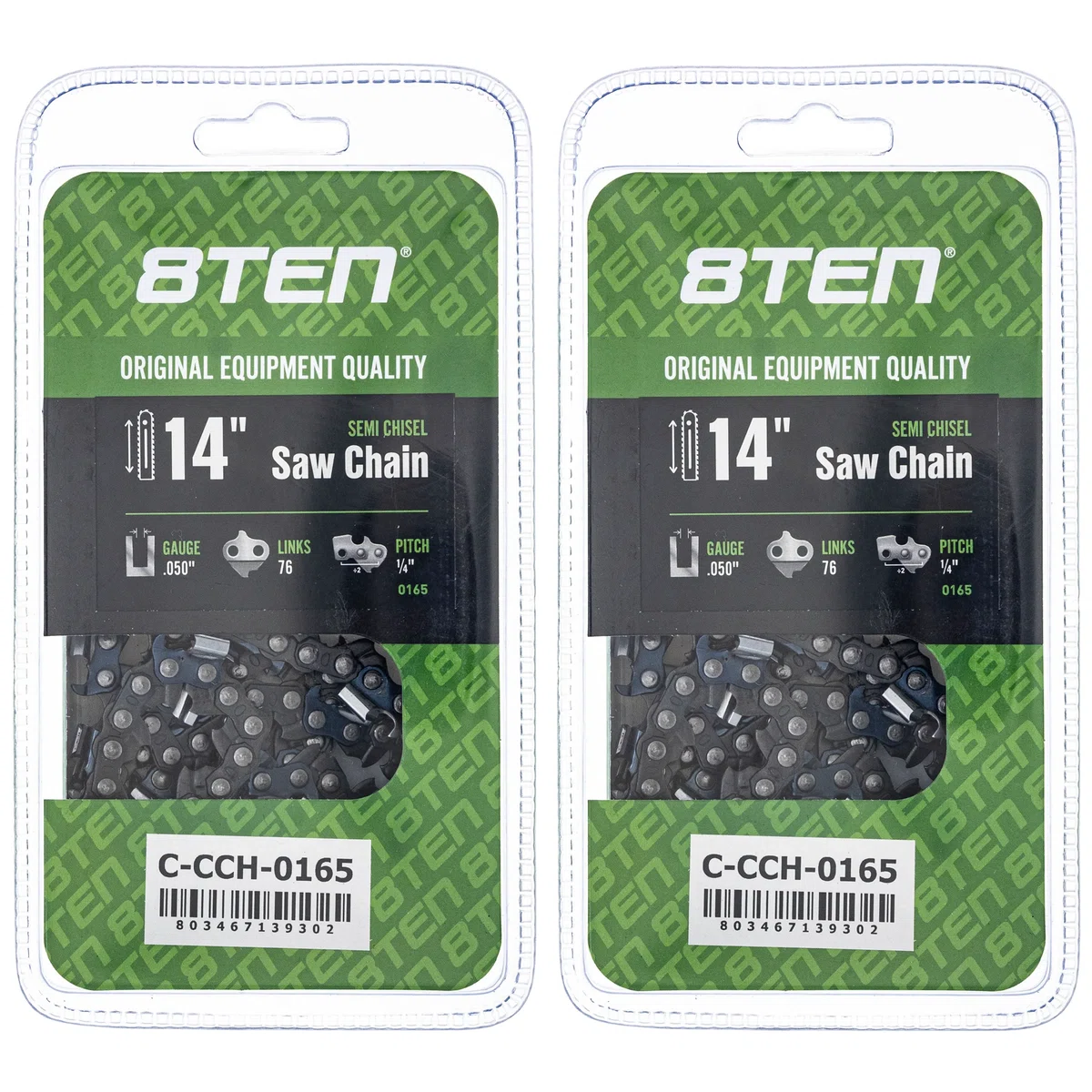 Semi Chisel Chainsaw Chain 14 Inch .050 1/4 76DL 2 Pack