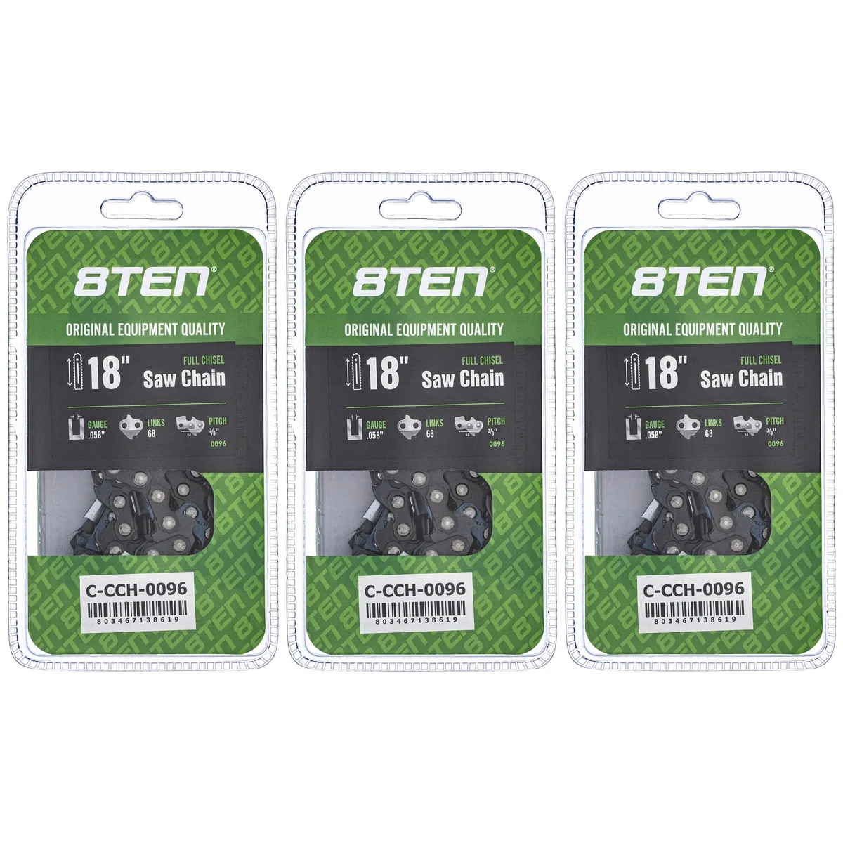 Chainsaw Chain 18 Inch .058 3/8 68DL For Partner Solo Homelite 73EXL068G 73LGX068G 591143468 | 3-PACK