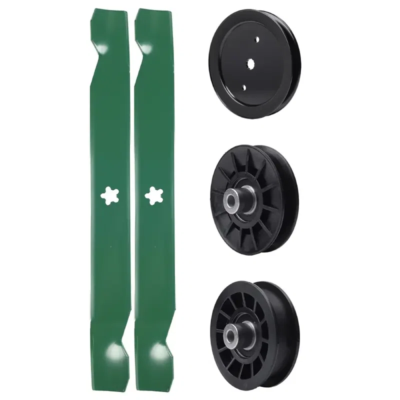 UDC Parts Mower Kit / Pulley 195945 + Pulley 532194326 + Pulley 532194327 + 2 Pack Blades 138971 / Fits Husqvarna LT1942 LT2223A2 LTH171 TS142K TS142L TS142X TS142XK YT16542 YT16542T YT1942 YT1942T