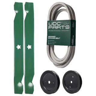 UDC Parts Mower Kit / Belt 539117245 + Pulley 195945 + Pulley 532129861 + 2 Pack Blades 138971 / Fits Husqvarna RZ4221BF