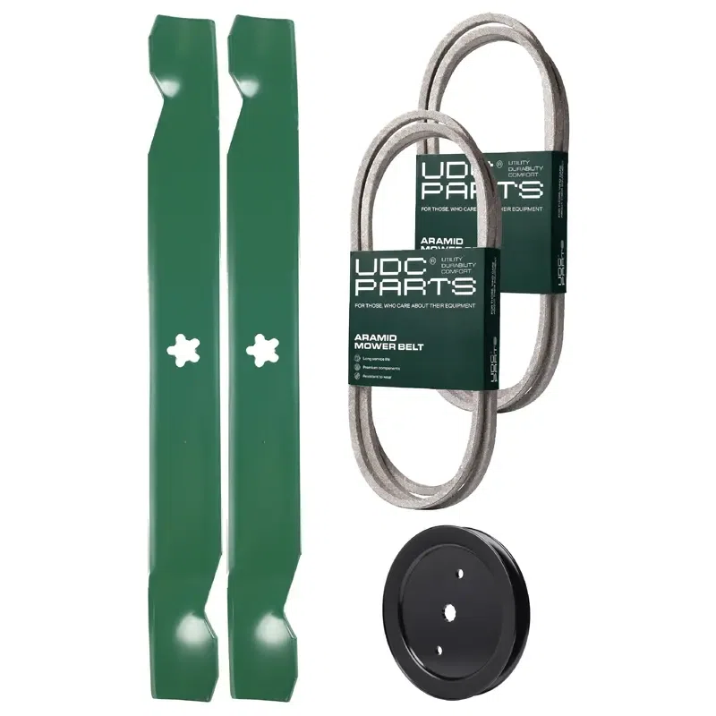 UDC Parts Mower Kit / Belt 130969 + Belt 194346 + Pulley 195945 + 2 Pack Blades 138971 / Fits Jonsered LT2216A2