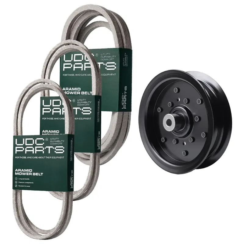 UDC Parts Mower Kit / Belt 130969 + Belt 140218 + Belt 196103 + Pulley 532196106 / Fits Husqvarna GTH2654T GTH26K54T LGT2554 YTH2454T
