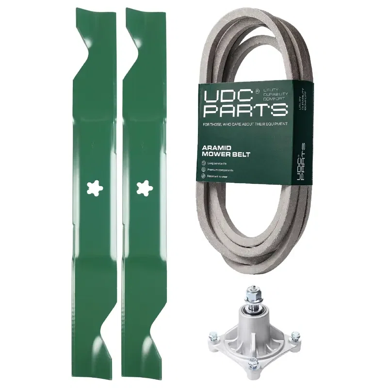 UDC Parts Mower Kit / Belt 539117245 + Spindle 532174356 + 2 Pack Blades 405380 / Fits Jonsered Z46R