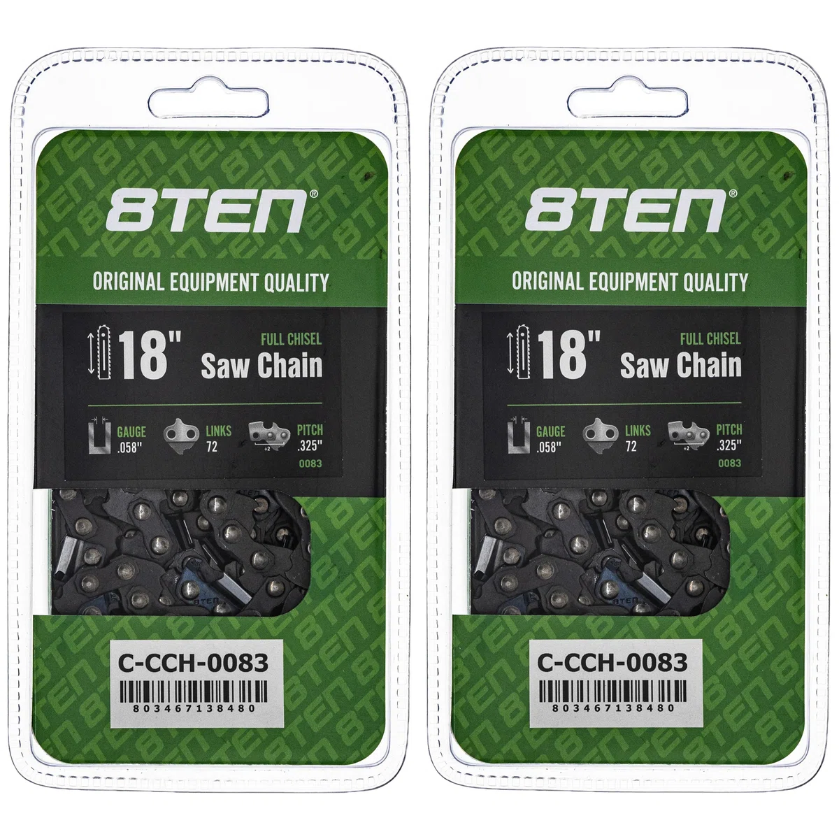 Chainsaw Chain 18 Inch .058 .325 72DL For Solo Makita Homelite 21LPX072G 25RS372E 501840472 | 2-PACK