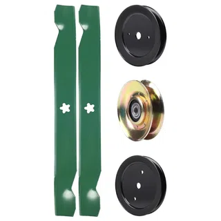 UDC Parts Mower Kit / Pulley 127783 + Pulley 129861 + Pulley 195945 + 2 Pack Blades 138971 / Fits Poulan Pro PB19542LT PK20H42YT