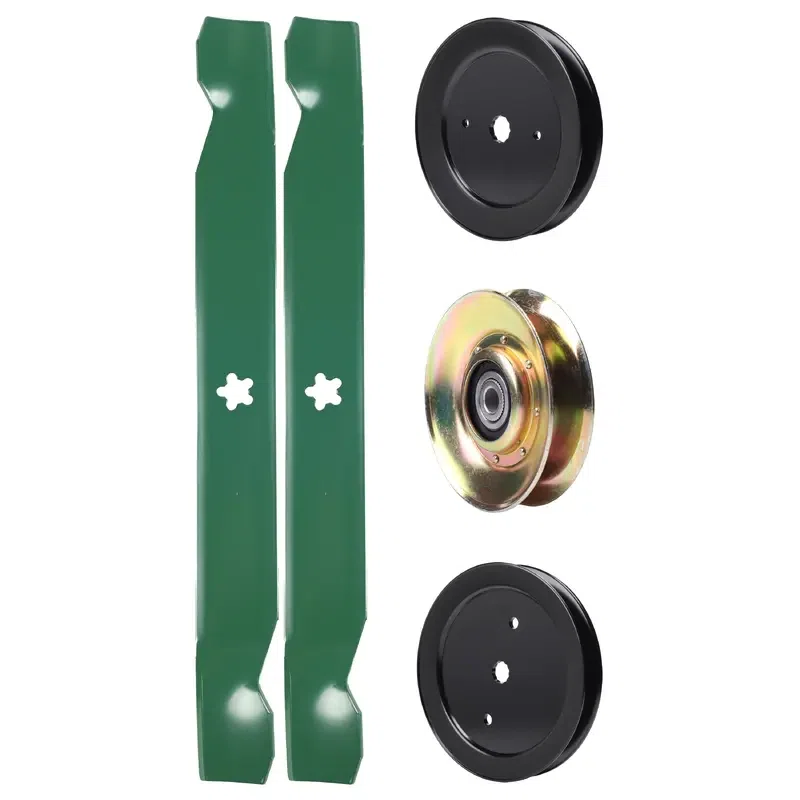 UDC Parts Mower Kit / Pulley 127783 + Pulley 129861 + Pulley 195945 + 2 Pack Blades 138971 / Fits Poulan Pro PB19542LT PK20H42YT
