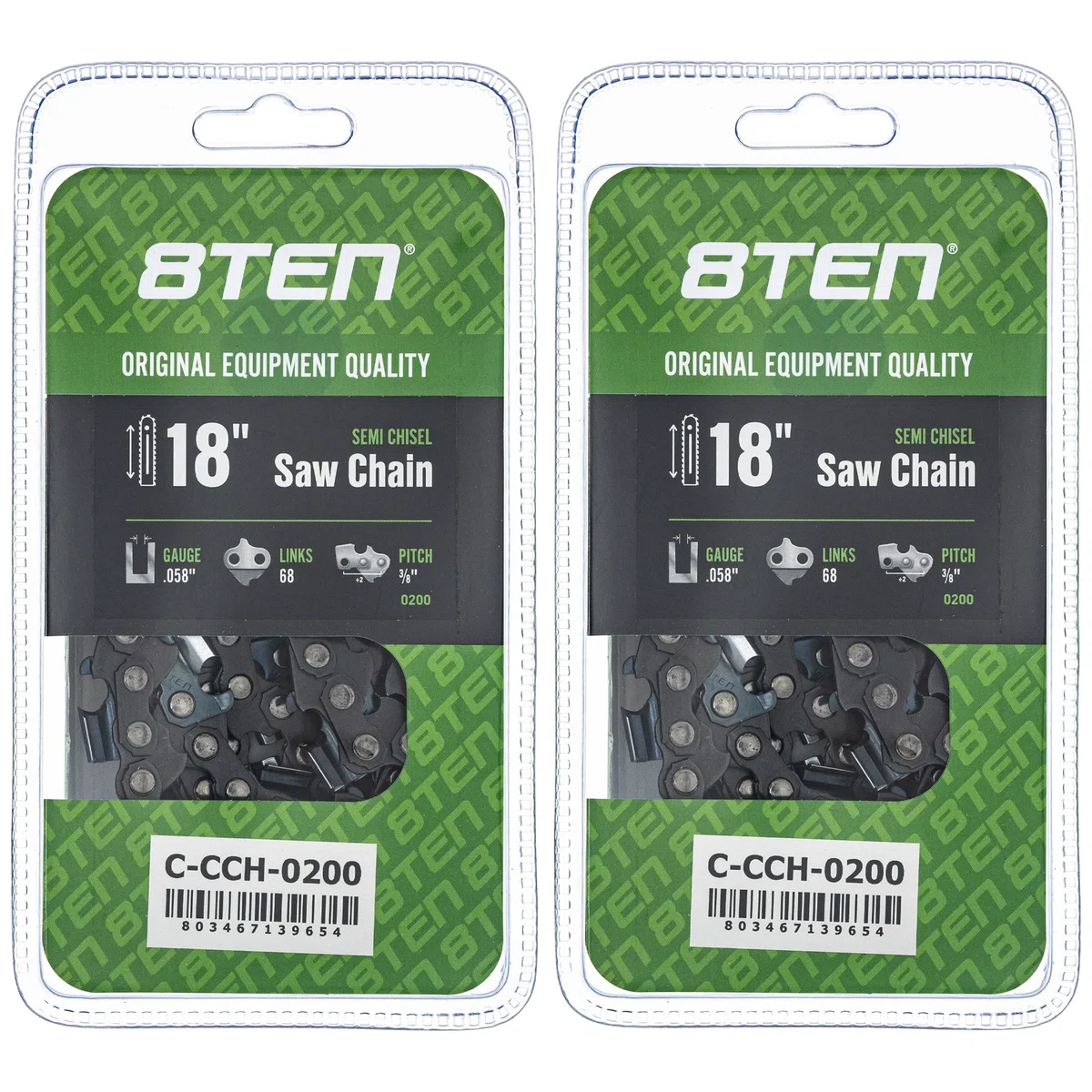 Chainsaw Chain 18 Inch .058 3/8 68DL For Partner Solo Homelite 73EXL068G 73LGX068G 591143468 | 2-PACK