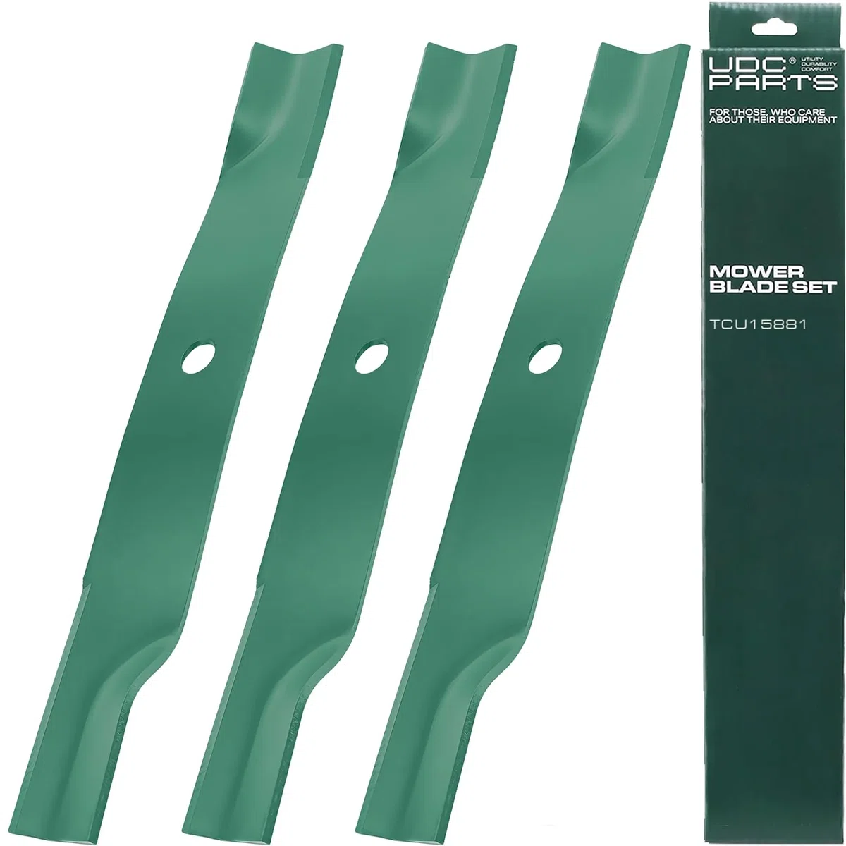 TCU15881 High Lift Blades Replacement for John Deere 60 Inch UC15158 Ztrak Z915E Z994R Z955R Z955R Z965M EZtrak Z665 X710 X730 X738 X739 X744 X748 X749 Quik-trak Q820M Q850M Q850R / 3 Pack