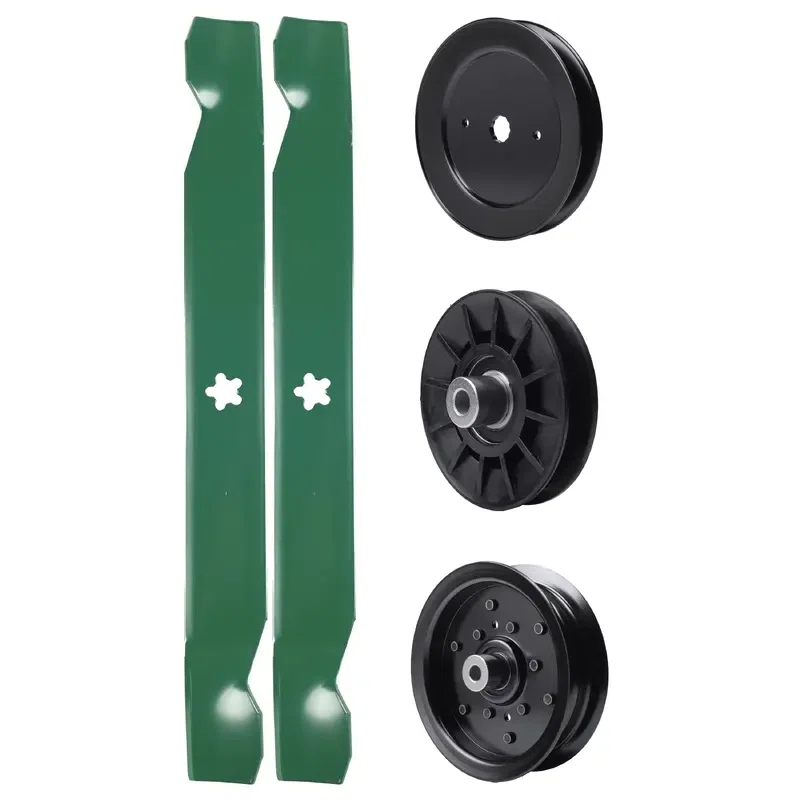 UDC Parts Mower Kit / Pulley 129861 + Pulley 532194326 + Pulley 532196106 + 2 Pack Blades 138971 / Fits Jonsered LT2218A2 LT2226A2 LT2742A2
