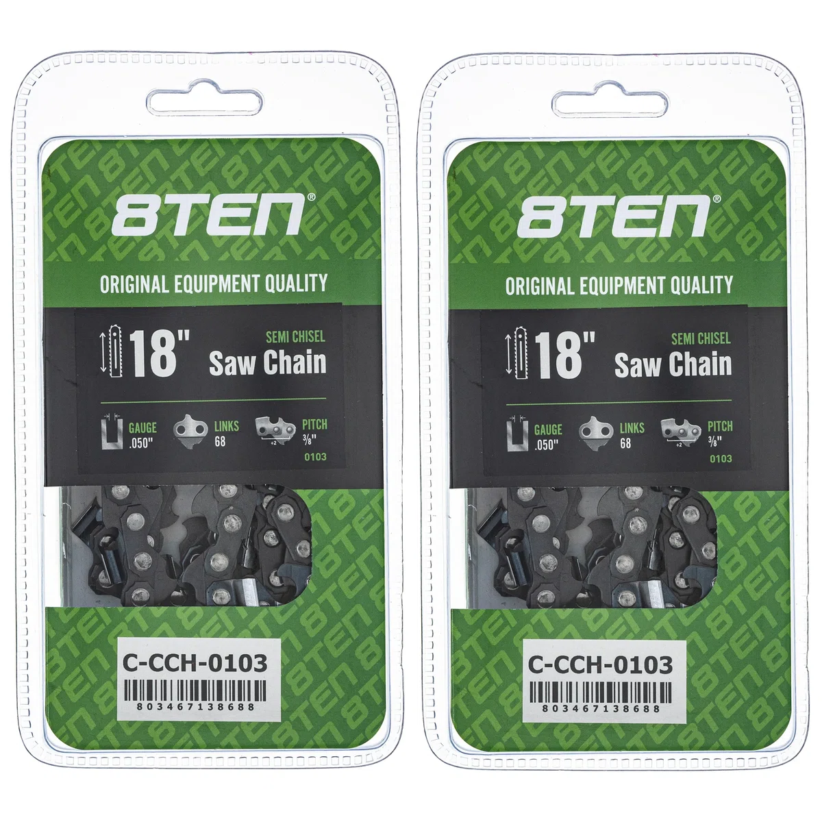 Chainsaw Chain 18 Inch .050 3/8 68DL For Solo Makita Husqvarna 501842568 501842668 72LPX068G | 2-PACK
