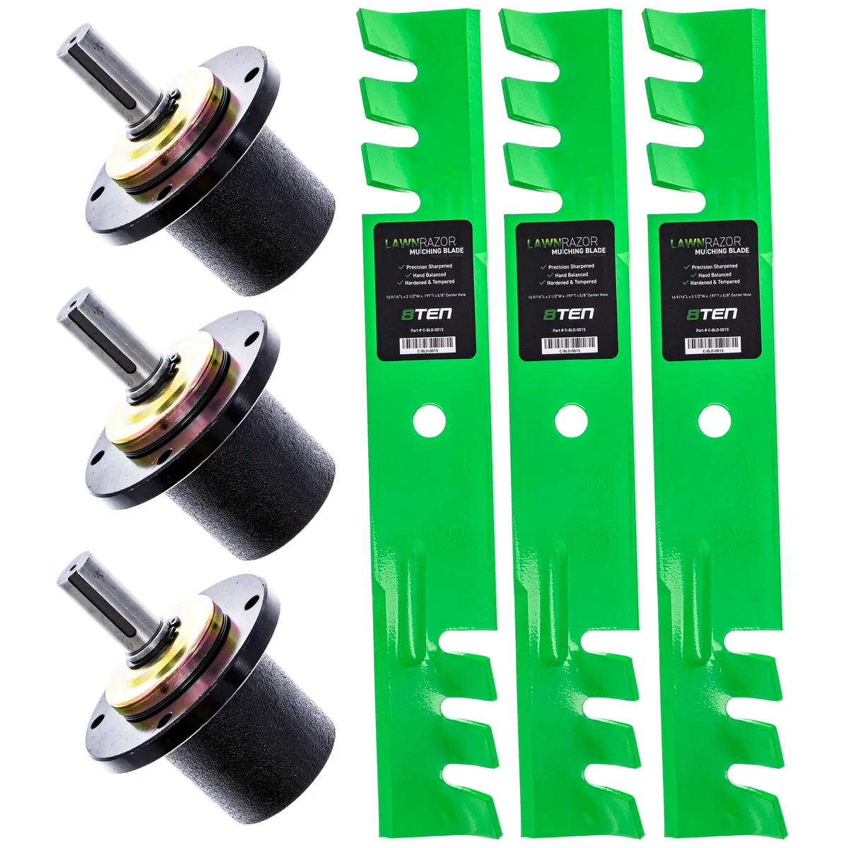 Deck Spindles & Mulching Blades Kit For Gravely Toro Great Dane MK1002160