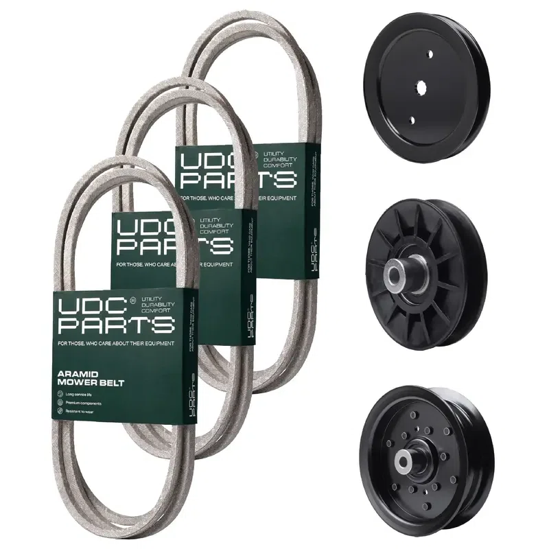 UDC Parts Mower Kit / Belt 130969 + Belt 140218 + Belt 197253 + Pulley 195945 + Pulley 532194326 + Pulley 532196106 / Fits Jonsered LT2216A2 LT2217A LT2223A2