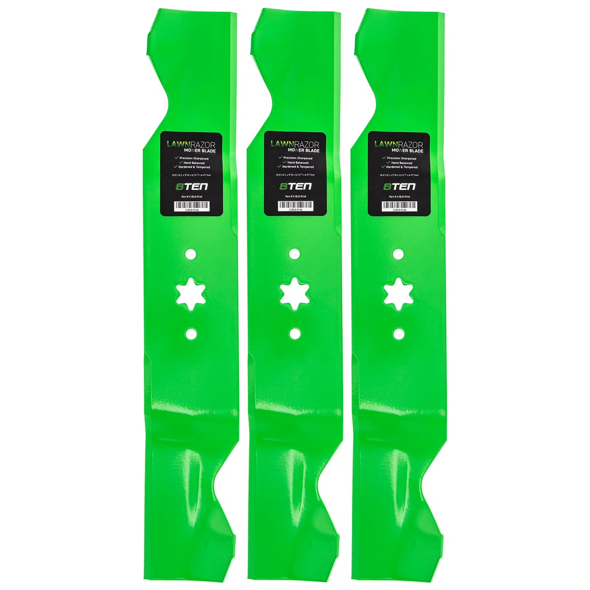 LawnRAZOR Notched High Lift Blade Set For Cub Cadet Columbia Troy-Bilt 742-0677 942-0677 942-0677A | 3-PACK